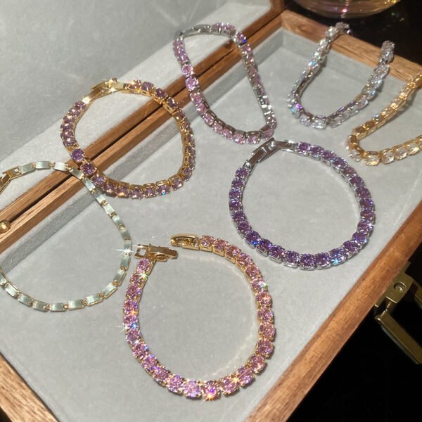 Crystal Link Bracelet – Gold Geometric Charm Bracelet for Women
